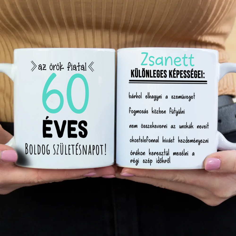 Egyedi születésnapi bögre 60. születésnapra