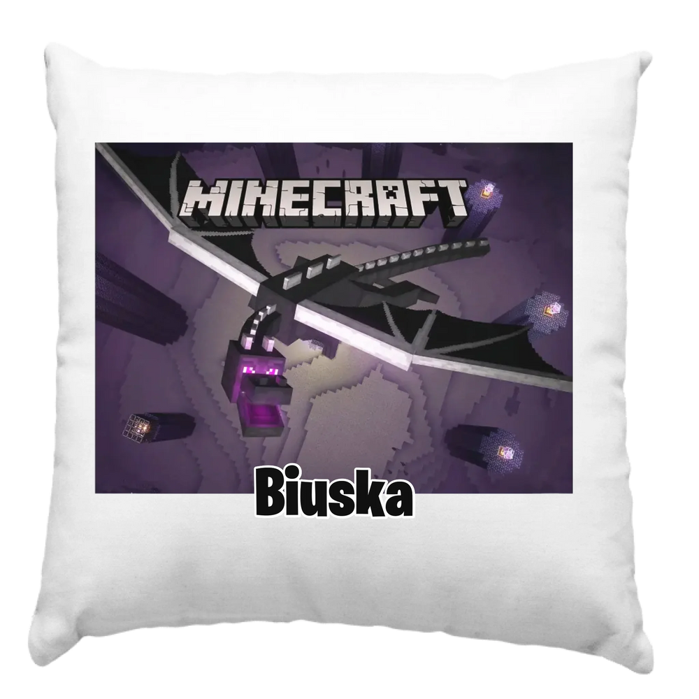 Egyedi neves Minecraft párna – Ender Dragon mintával