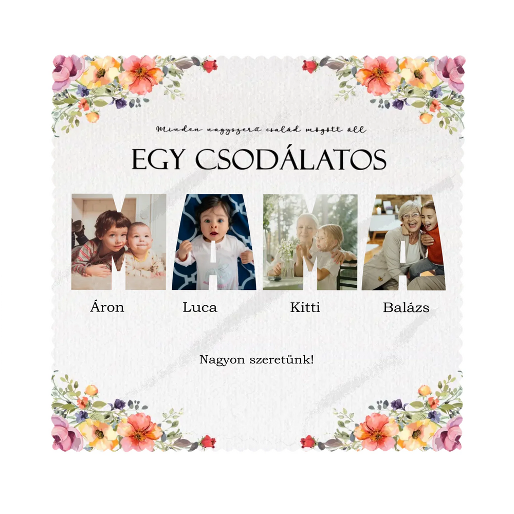 Csodálatos mama - 4 képes egyedi szemüvegtörlő kendő