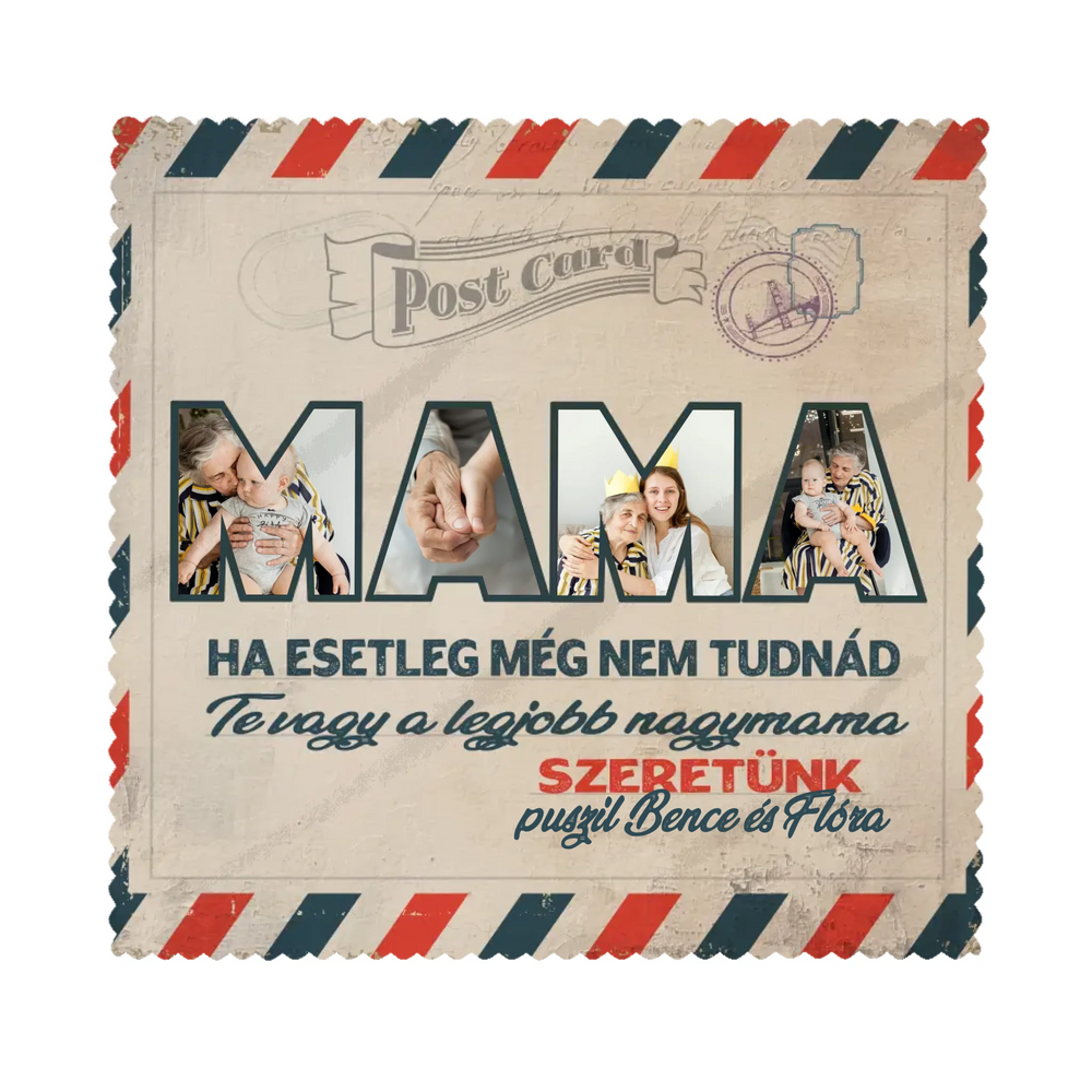 Ta vagy a legjobb nagymama egyedi szemüvegtörlő kendő mamáknak saját képpel és névvel