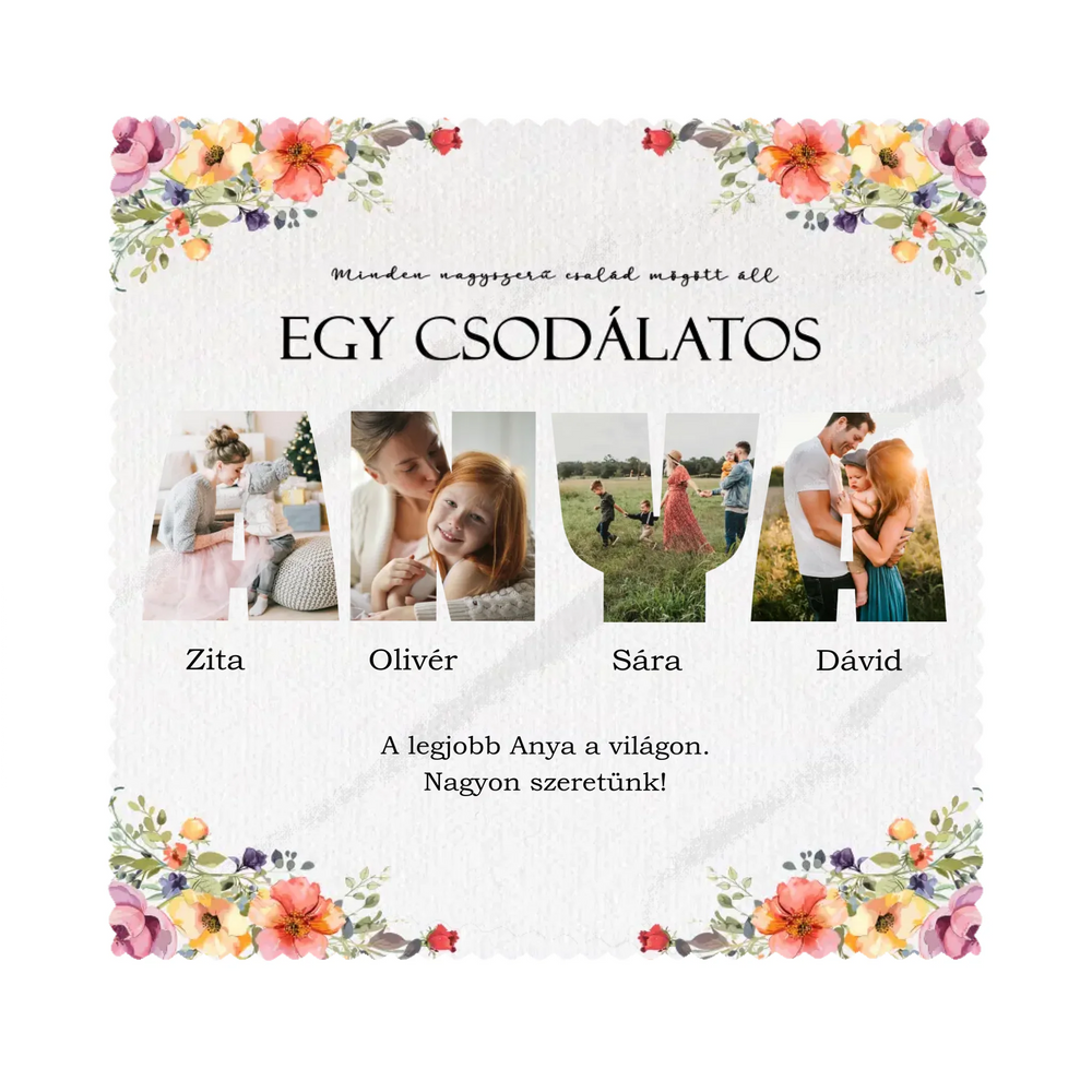 Csodálatos anya - 4 képes egyedi szemüvegtörlő kendő