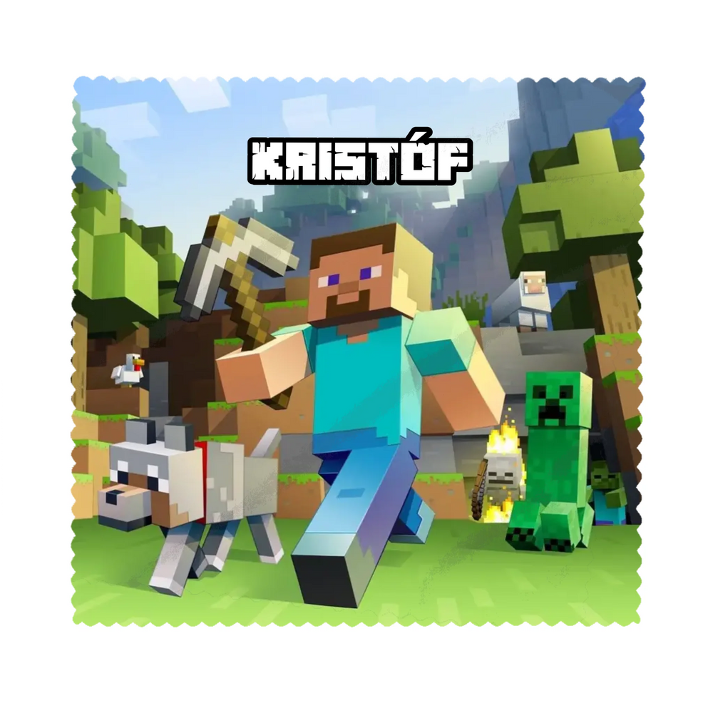 Minecraft mintás szemüvegtörlő kendő gyerekeknek