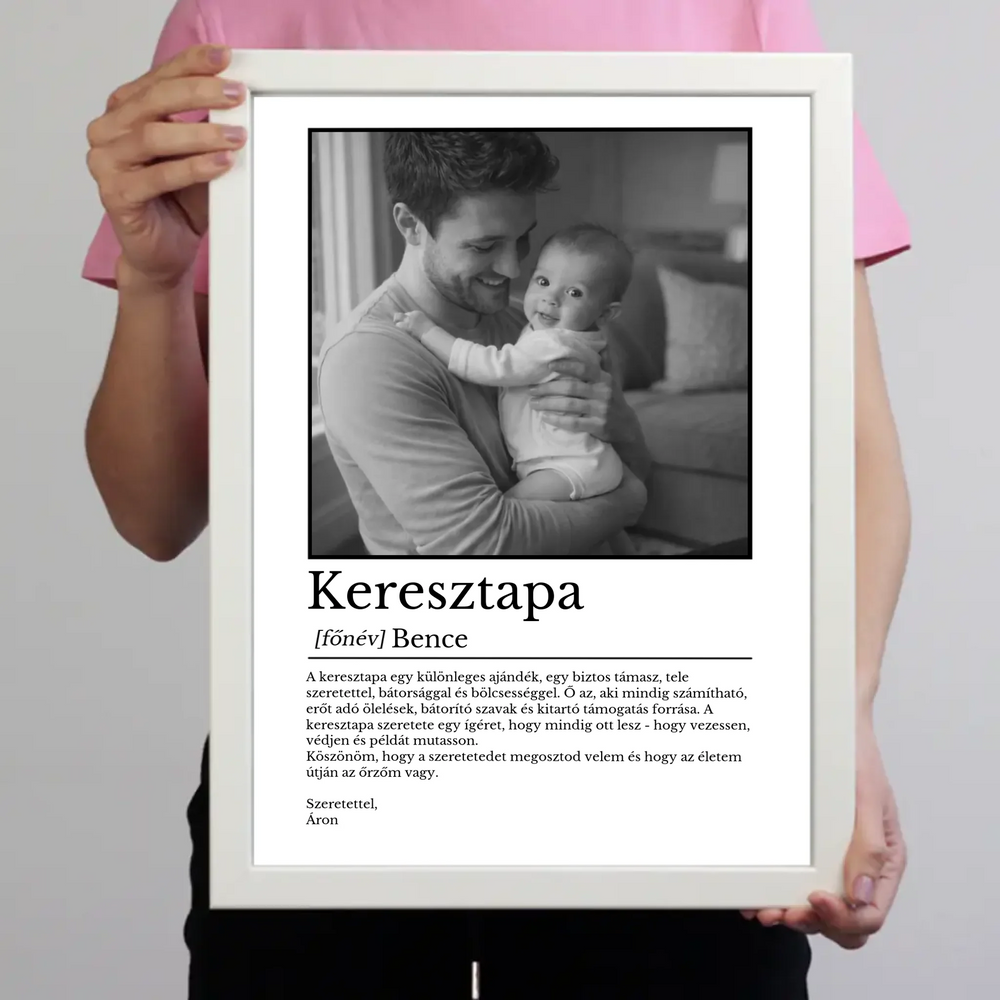 Egyedi falikép keresztapának - fotóval és névvel