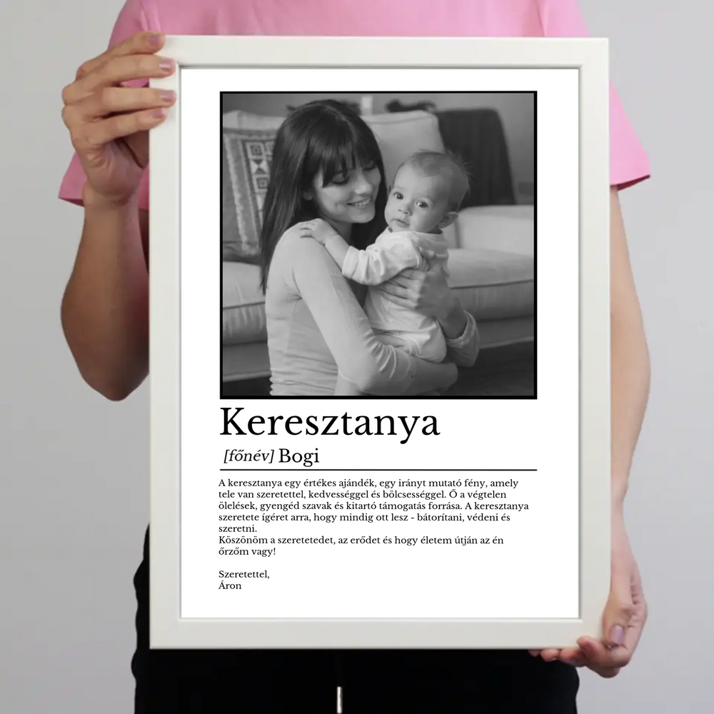 Egyedi falikép keresztanyának - fotóval és névvel