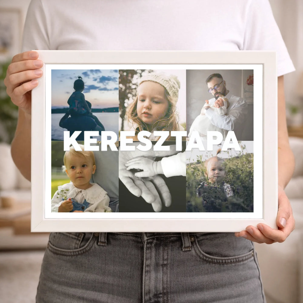 Keresztapa falikép – egyedi 6 képes ajándék saját fotókkal