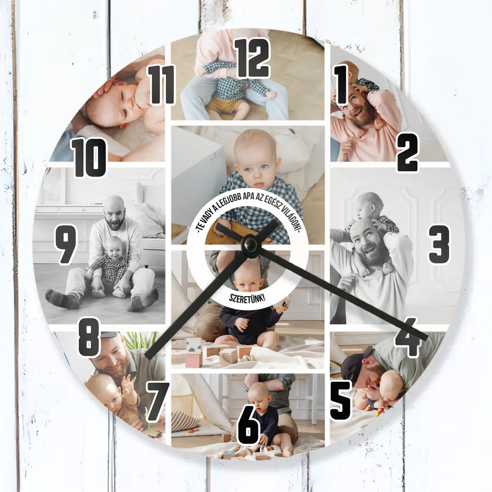 10 képes fotókollázs falióra apáknak