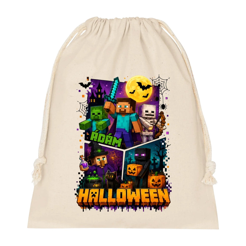 Minecraft mintás halloweeni zsák gyerekeknek - saját névvel