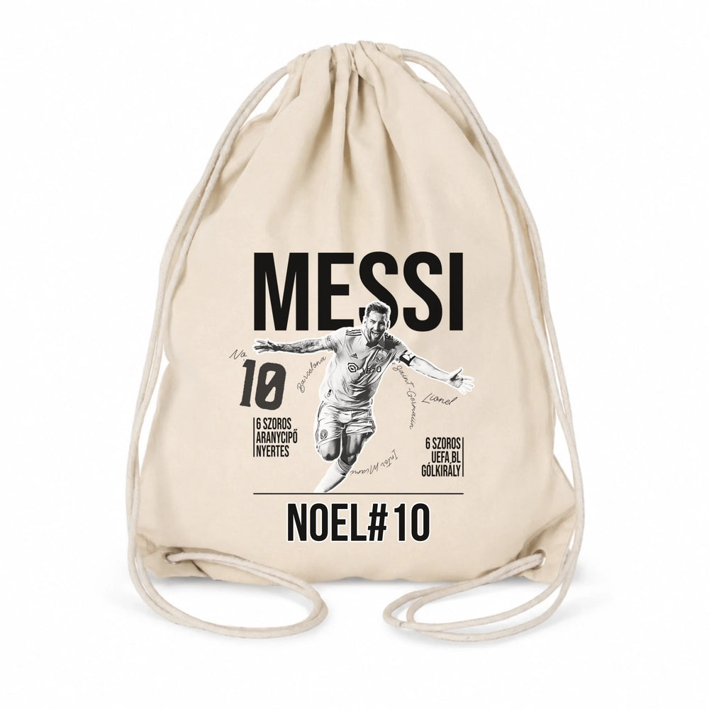 Személyre szabható ajándék focis tornazsák - Messi