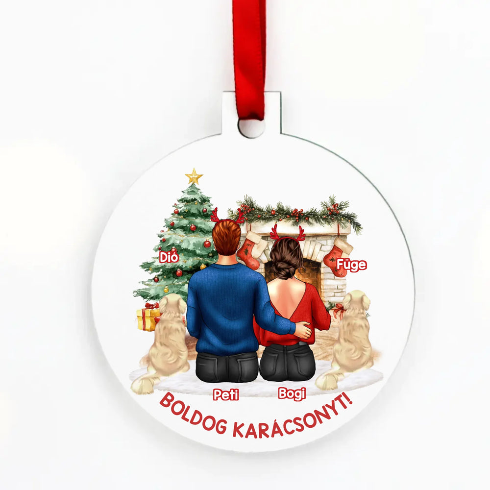 Páros kerek karácsonyfadísz kutyásoknak