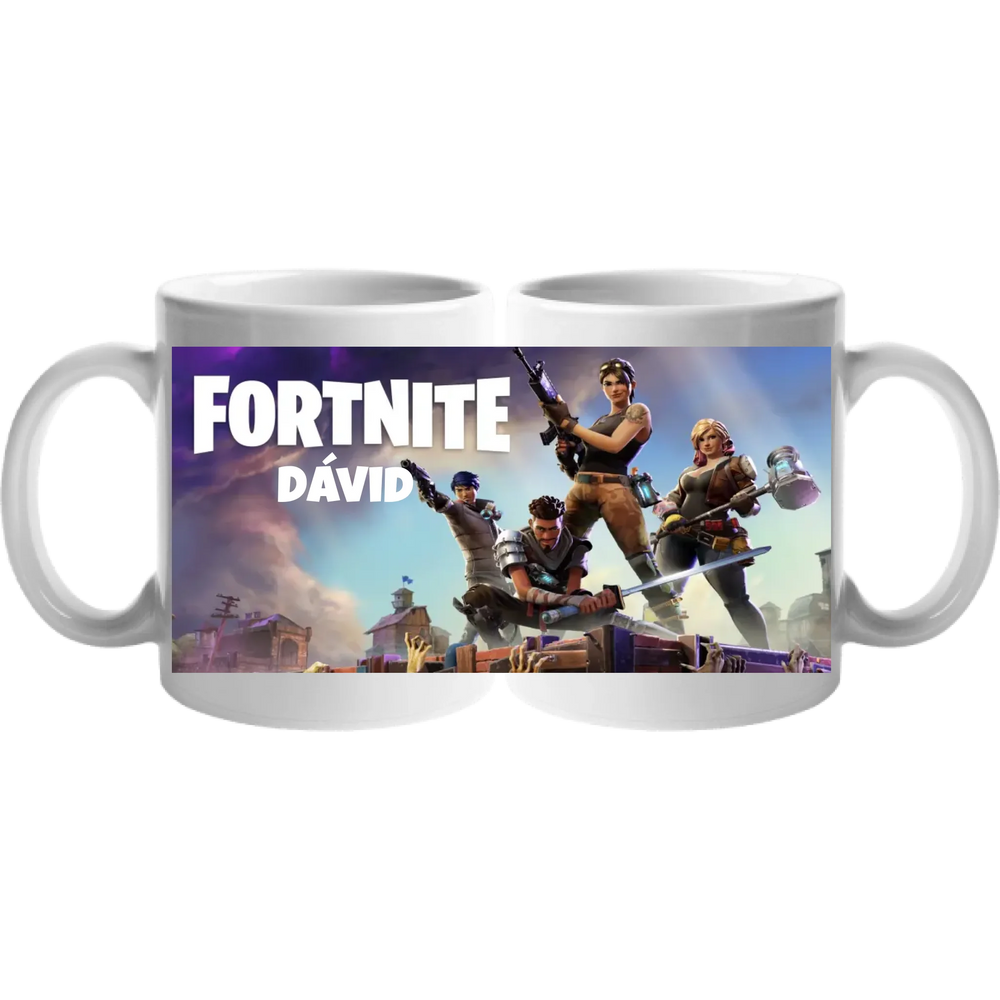 Élőben szerkeszthető Fortnite bögre egyedi névvel