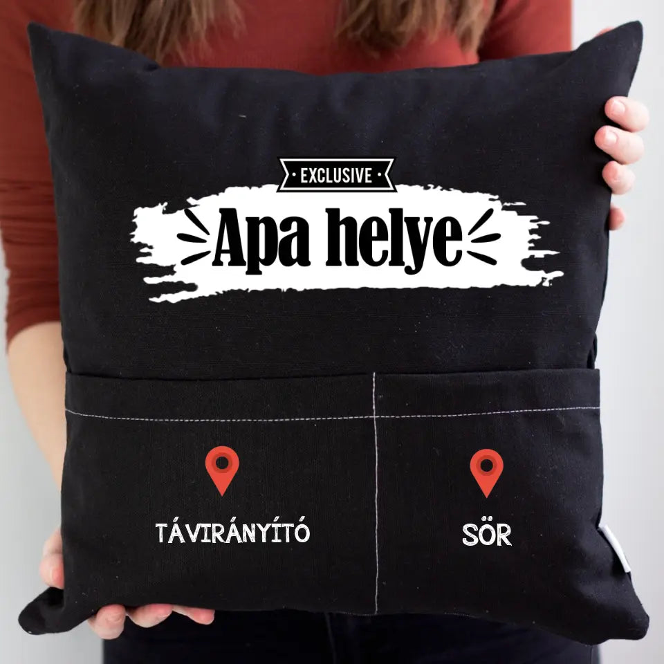 Apa helye szerkeszthető ajándék zsebes párna Édesapáknak