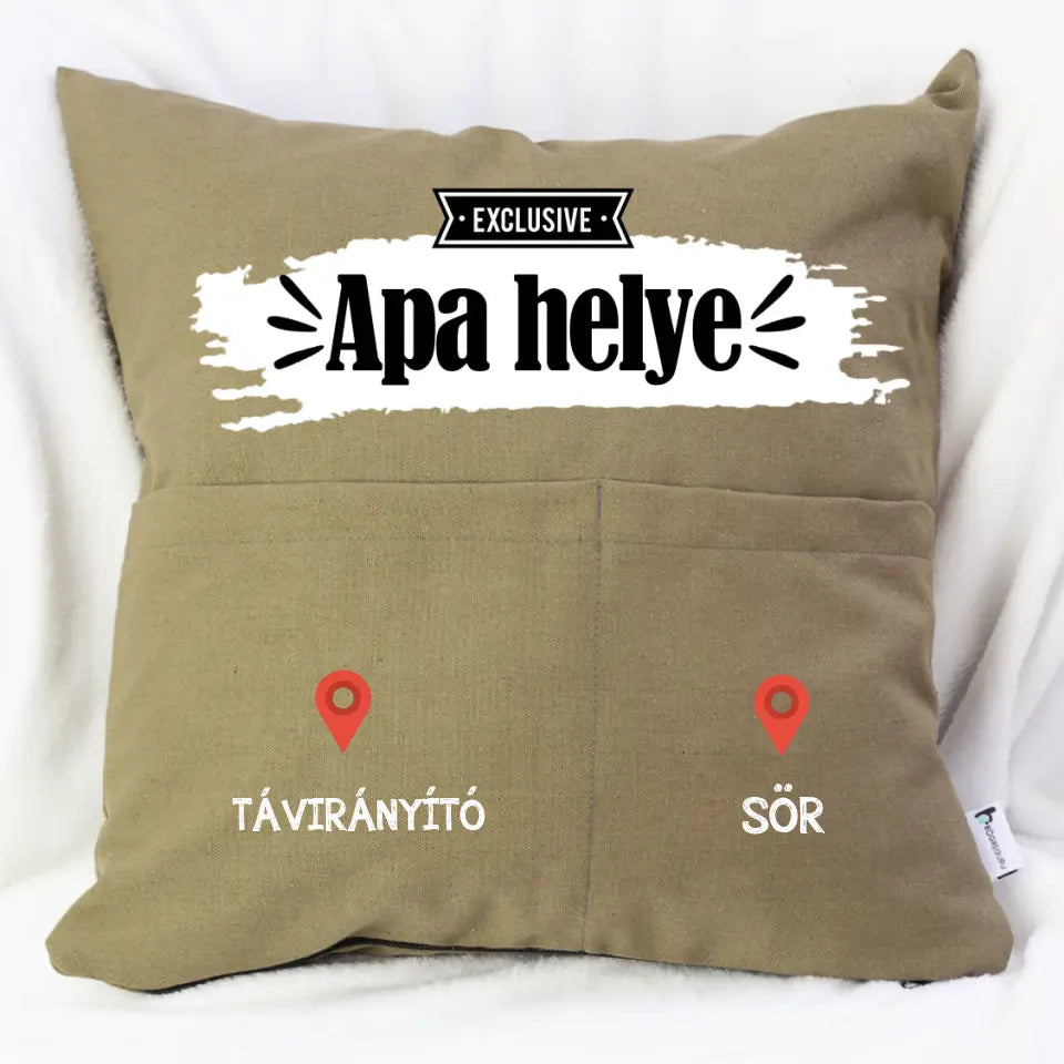 Apa helye szerkeszthető ajándék zsebes párna Édesapáknak