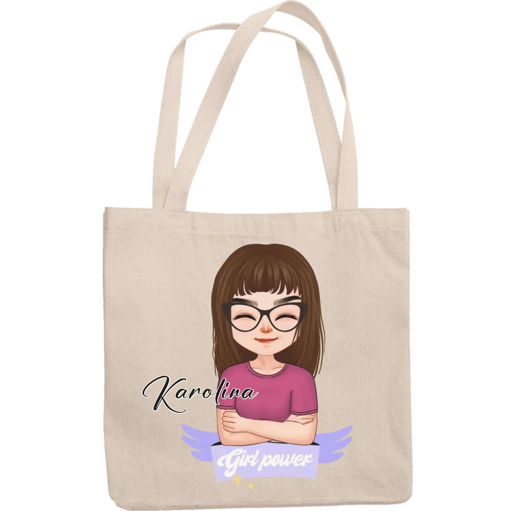Girl power ajándék vászontáska szerkeszthető karakterrel Nőknek