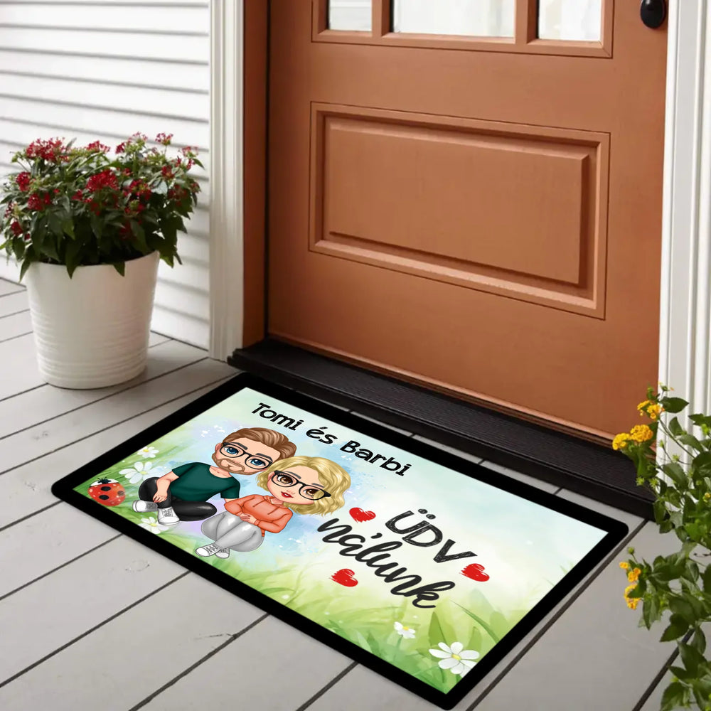 Szerkeszthető karakteres páros lábtörlő választható felirattal