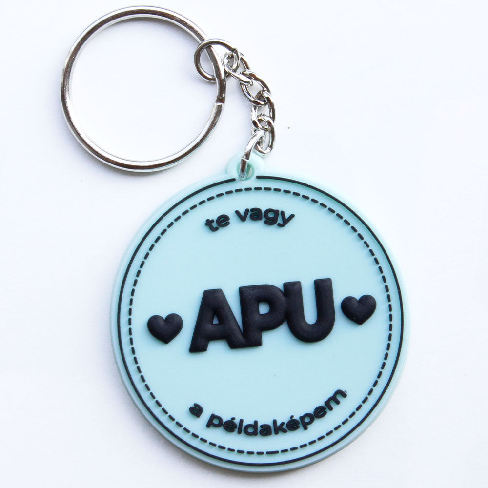 Apu Te vagy a példaképem ajándék kulcstartó apáknak
