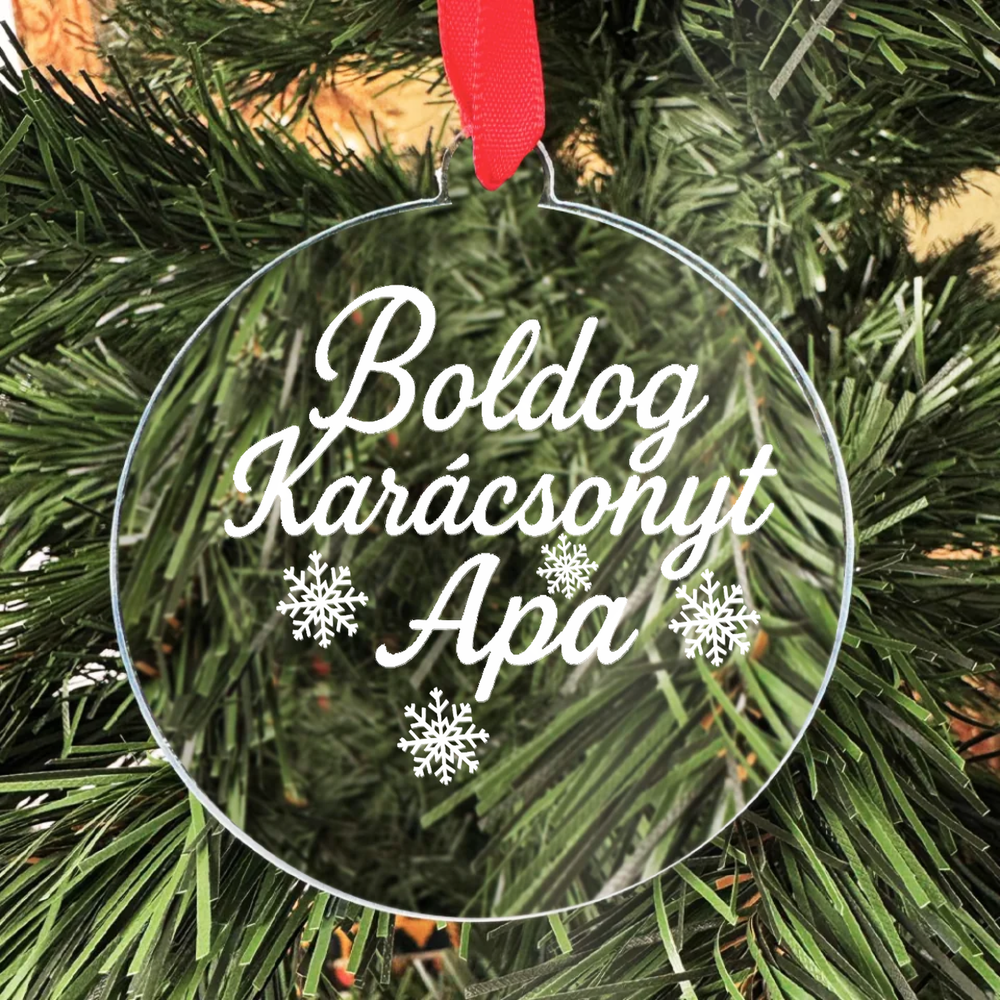 Boldog Karácsonyt Apa üveg dísz – elegáns karácsonyi ajándék apának_