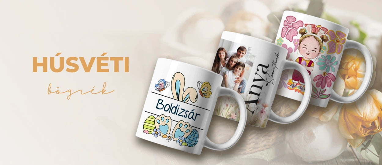 húsvéti bögrék egyedi mintával fényképpel névvel
