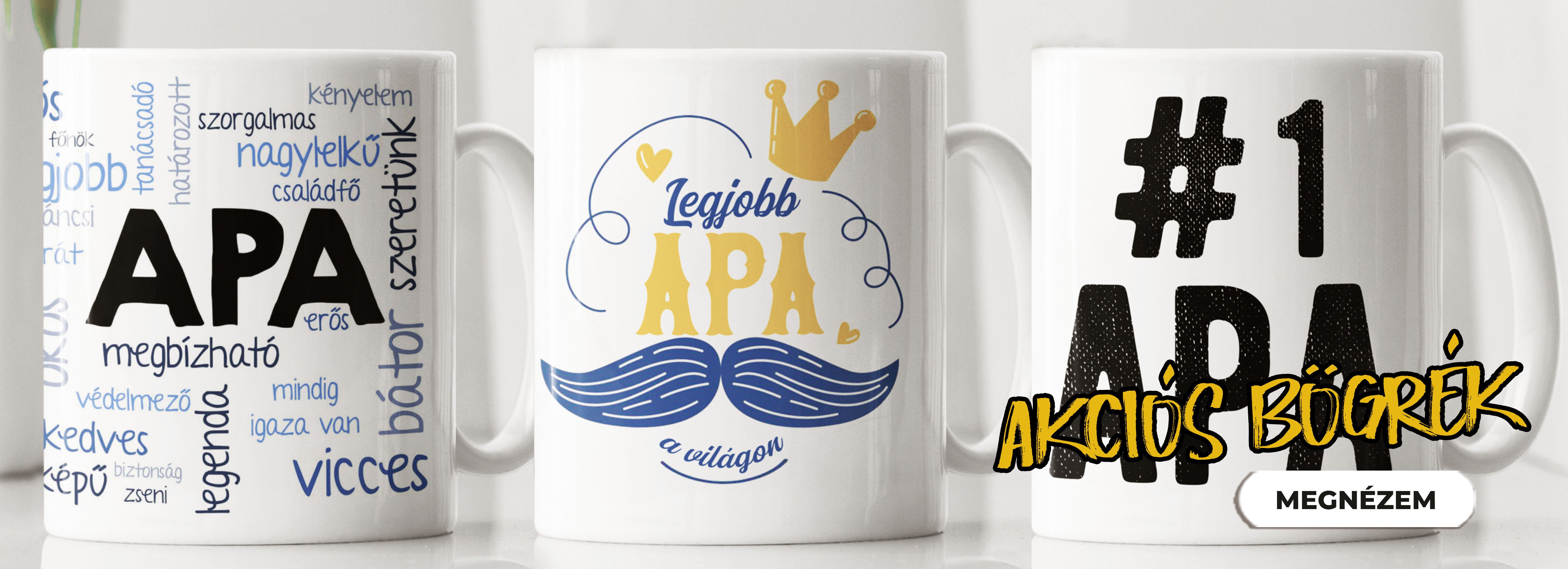 Akciós Apák napi ajándék bögrék fix mintával