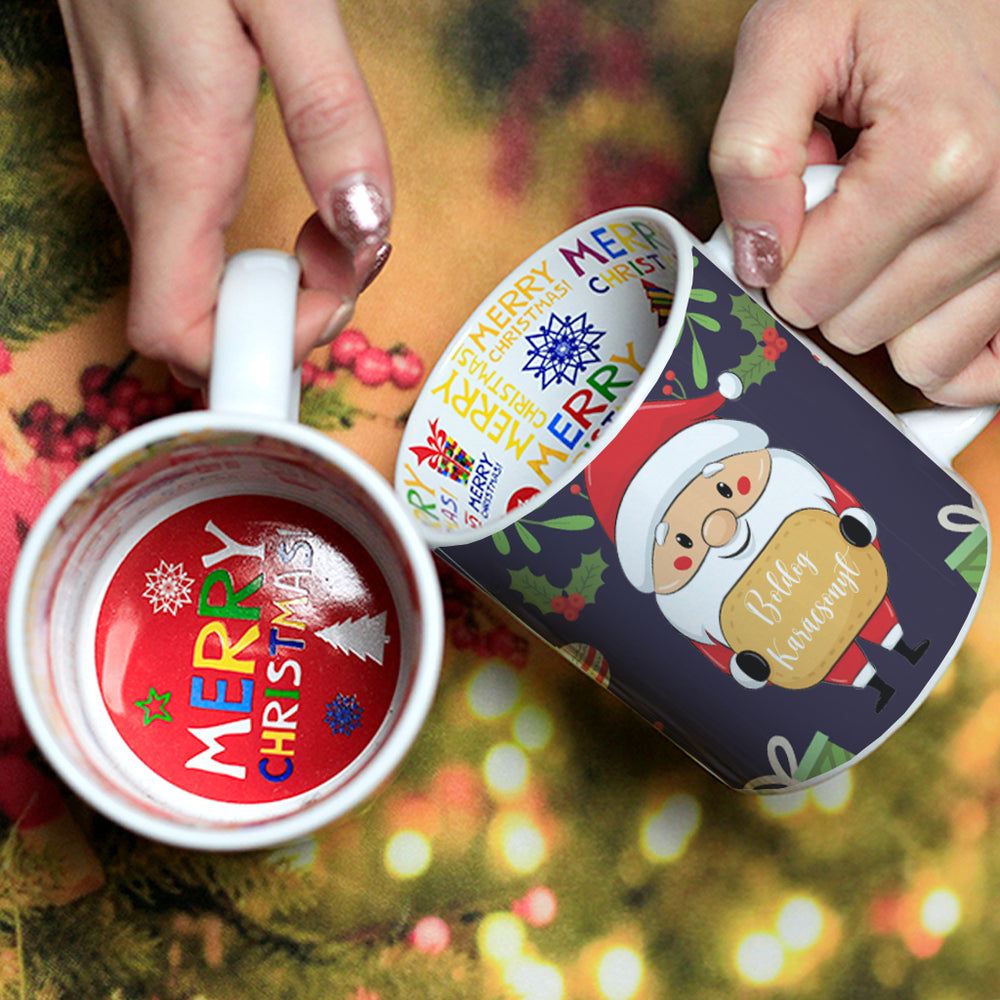 Télapó mintás karácsonyi belsőjű bögre