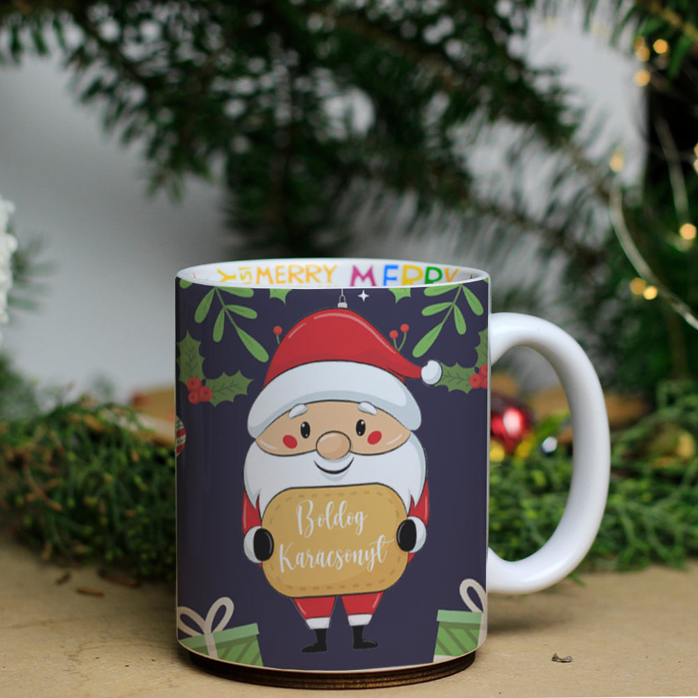 Télapó mintás karácsonyi belsőjű bögre