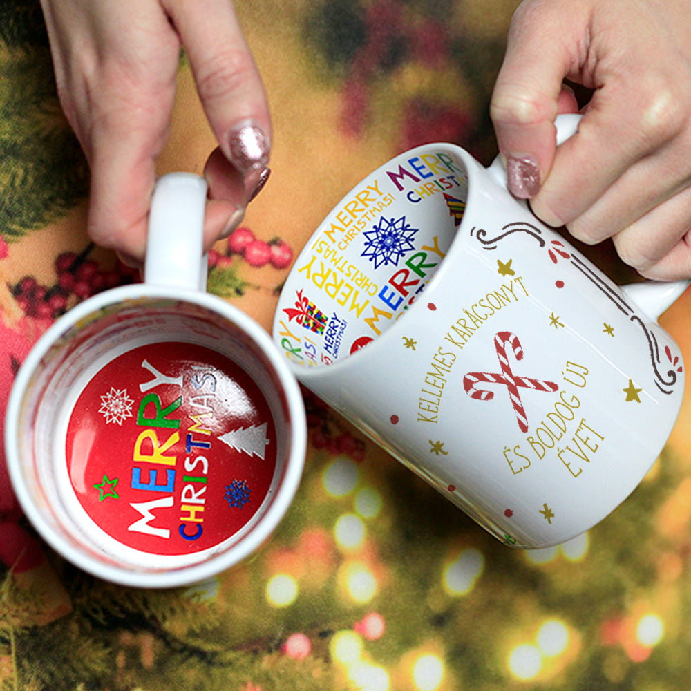 Szófelhős karácsonyi belsőjű bögre