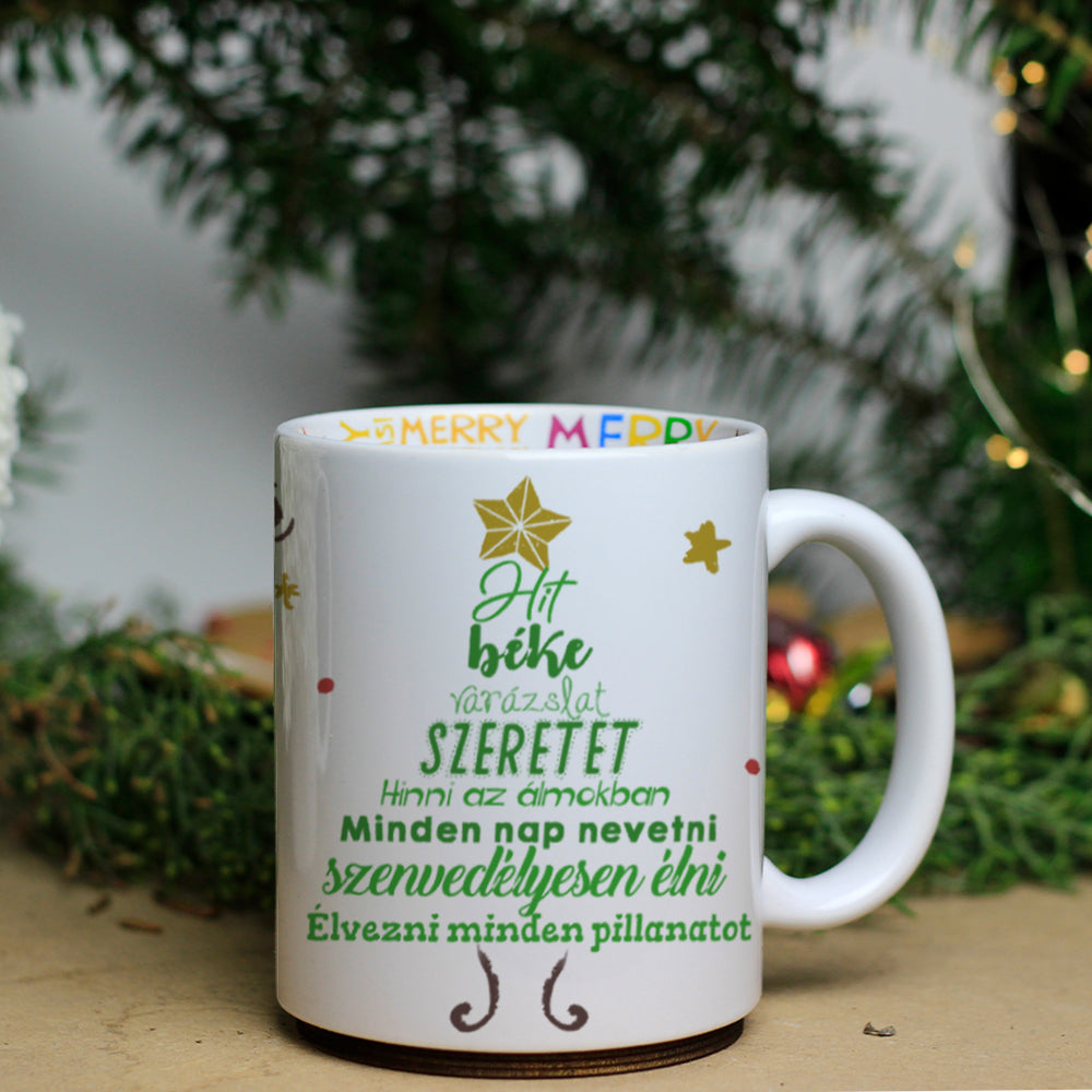 Szófelhős karácsonyi belsőjű bögre