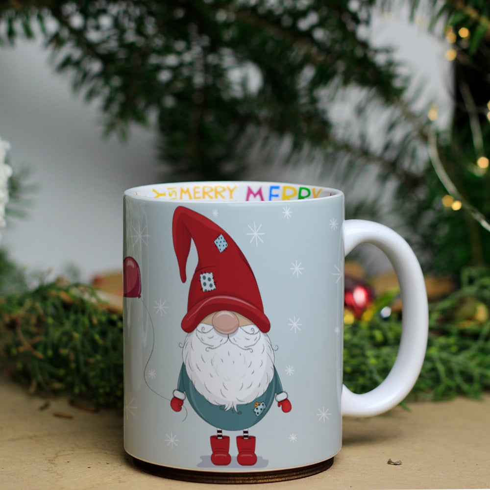 Manós karácsonyi belsőjű bögre