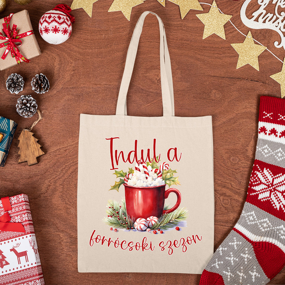 Forrócsoki szezon karácsonyi vászontáska