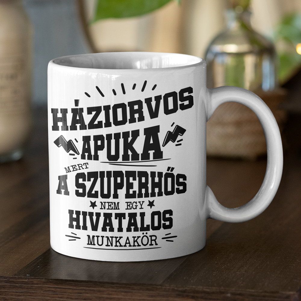 Háziorvos apuka- egyedi ajándék bögre apának