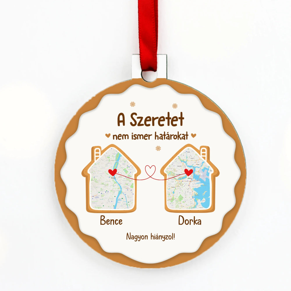 A Szeretet nem ismer határokat - térképes karácsonyfadísz