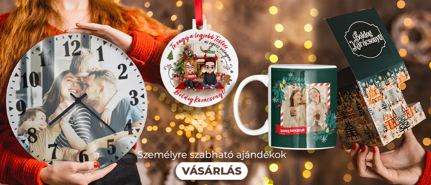 Karácsonyi Főoldal Banner Egyedi ajándékokkal - Bögreguru