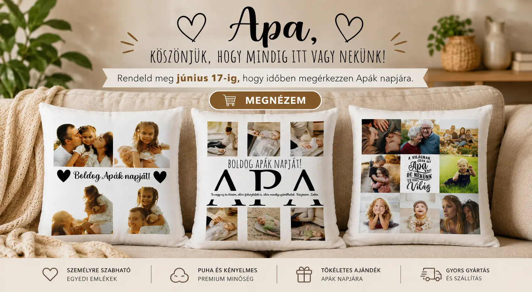 Apák napi ajándék párnák