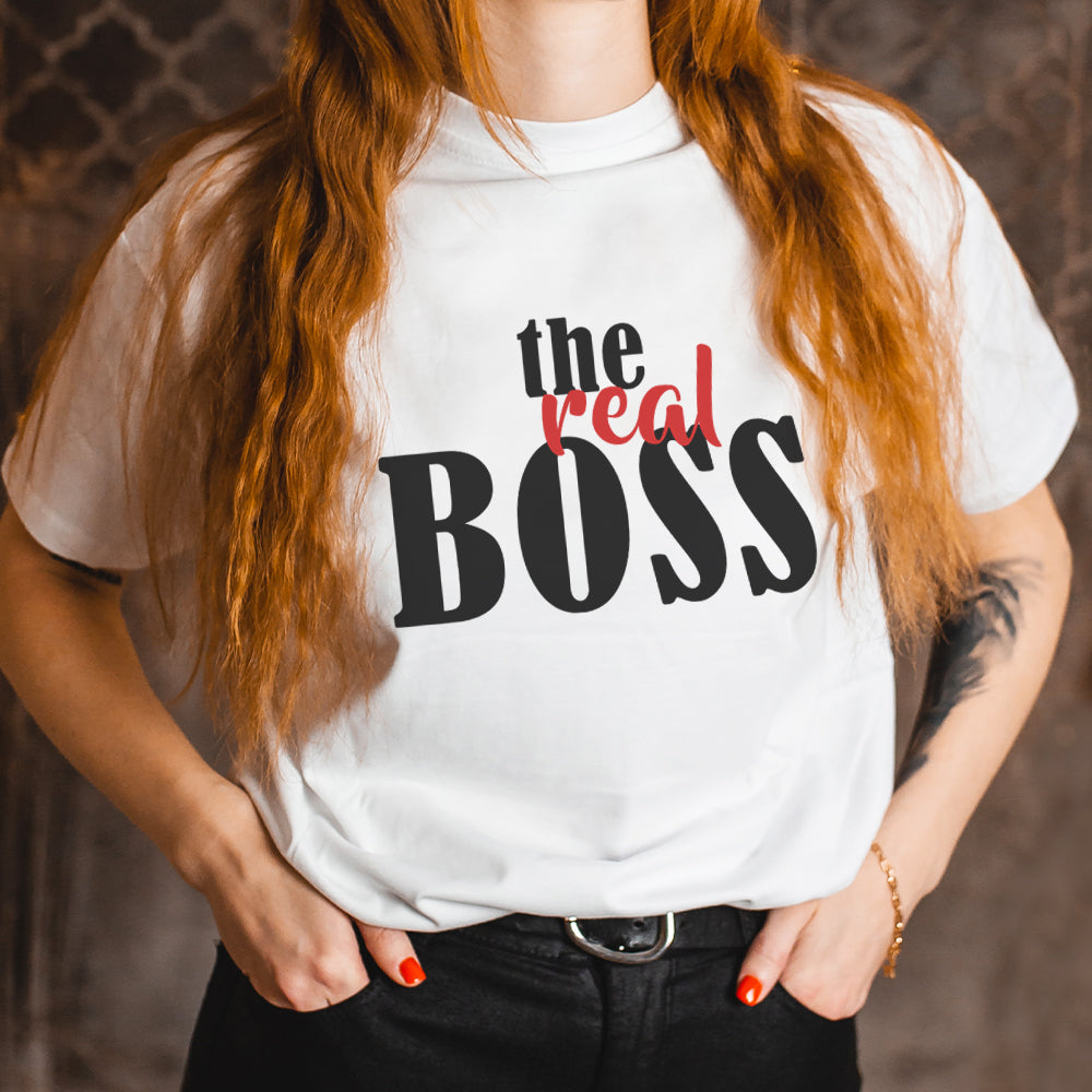 The Real Boss feliratú női póló