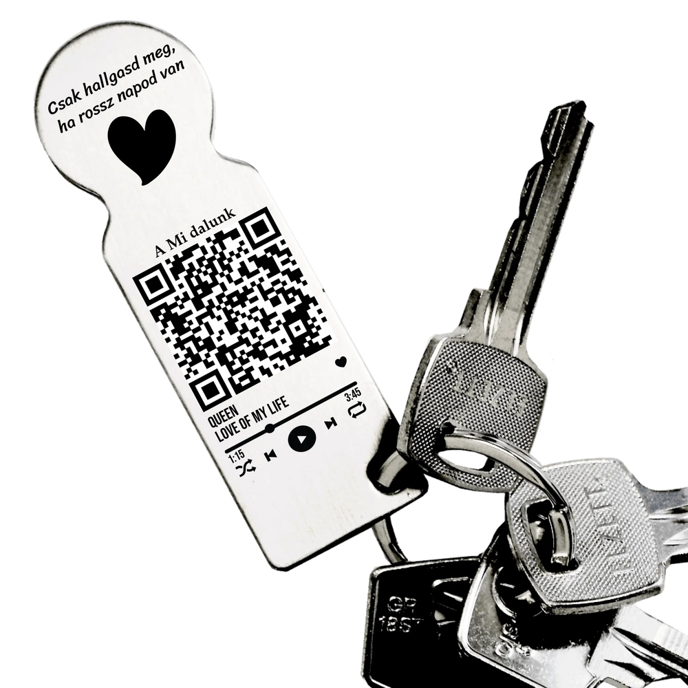 Ha rossz kedved van bevásárlókocsi érme kulcstartó interaktív QR kóddal saját dallal Valentin napi ajándék a párodnak