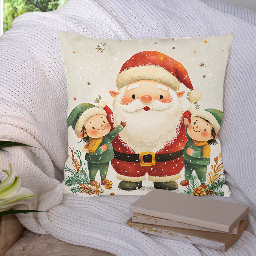 Télapó manókkal FullPrint telinyomatos ajándék párna karácsonyra