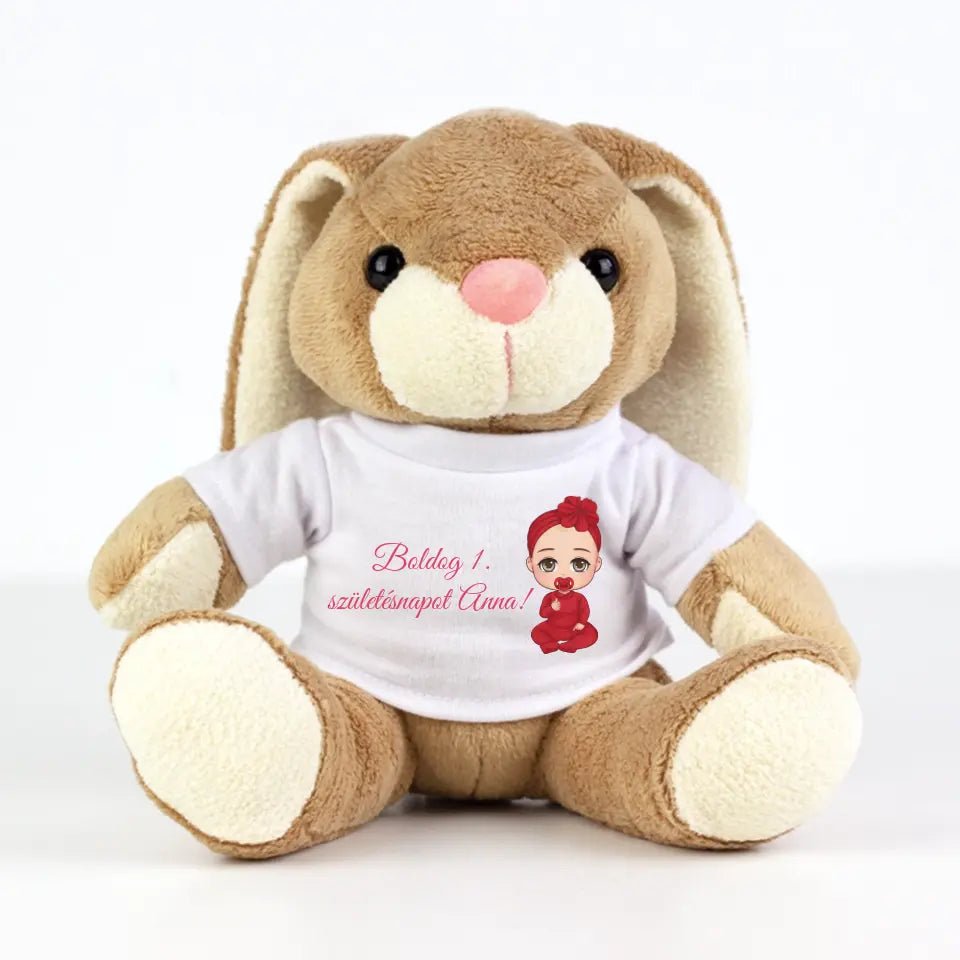 1 éves szülinapi ajándék plüss nyuszi - Bogreguru
