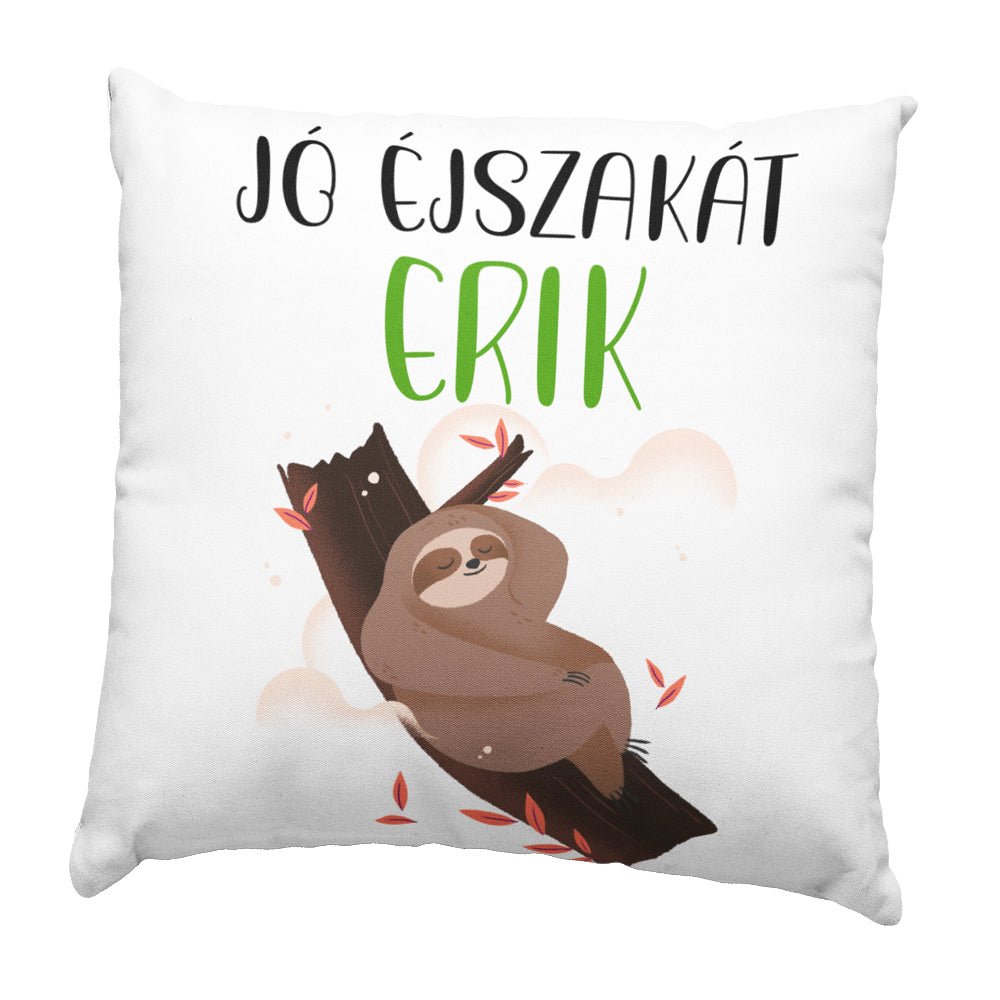 Alvó lajhár párna egyedi névvel 2 - Bogreguru