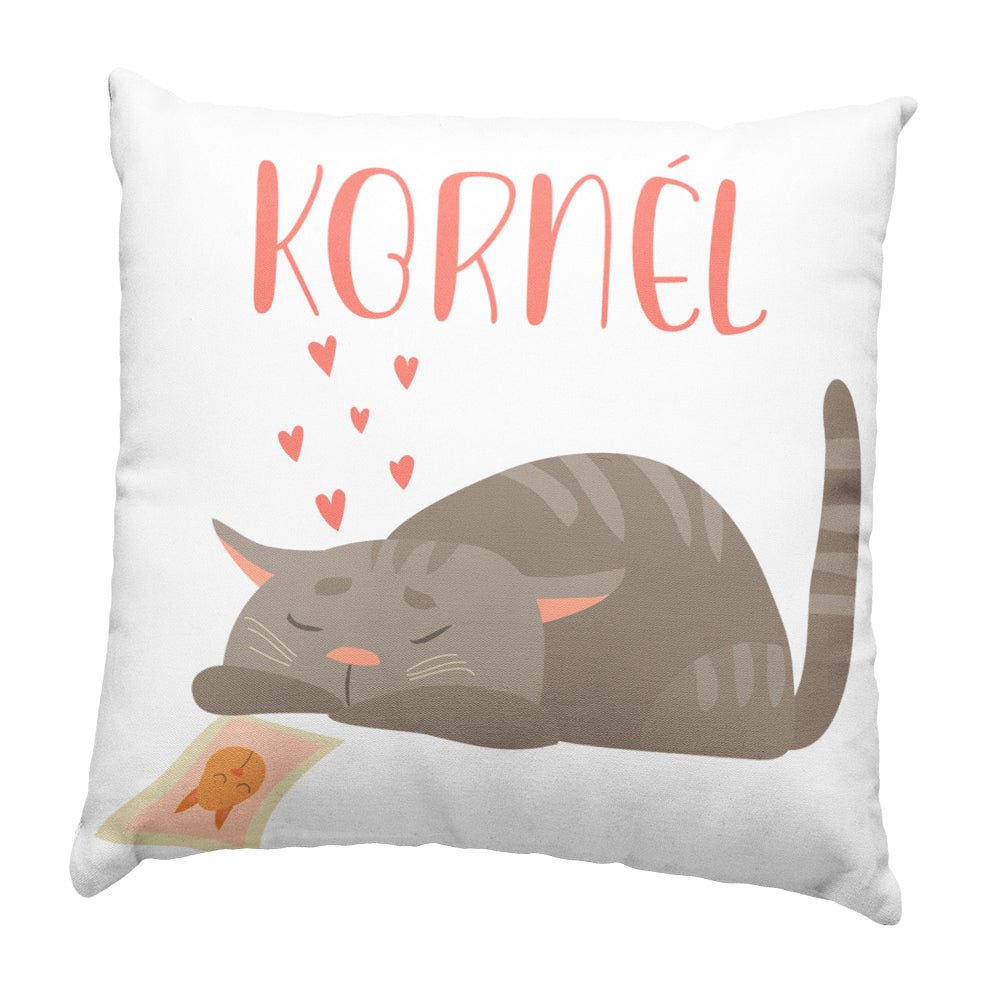 Alvó szerelmes cica párna egyedi névvel - Bogreguru