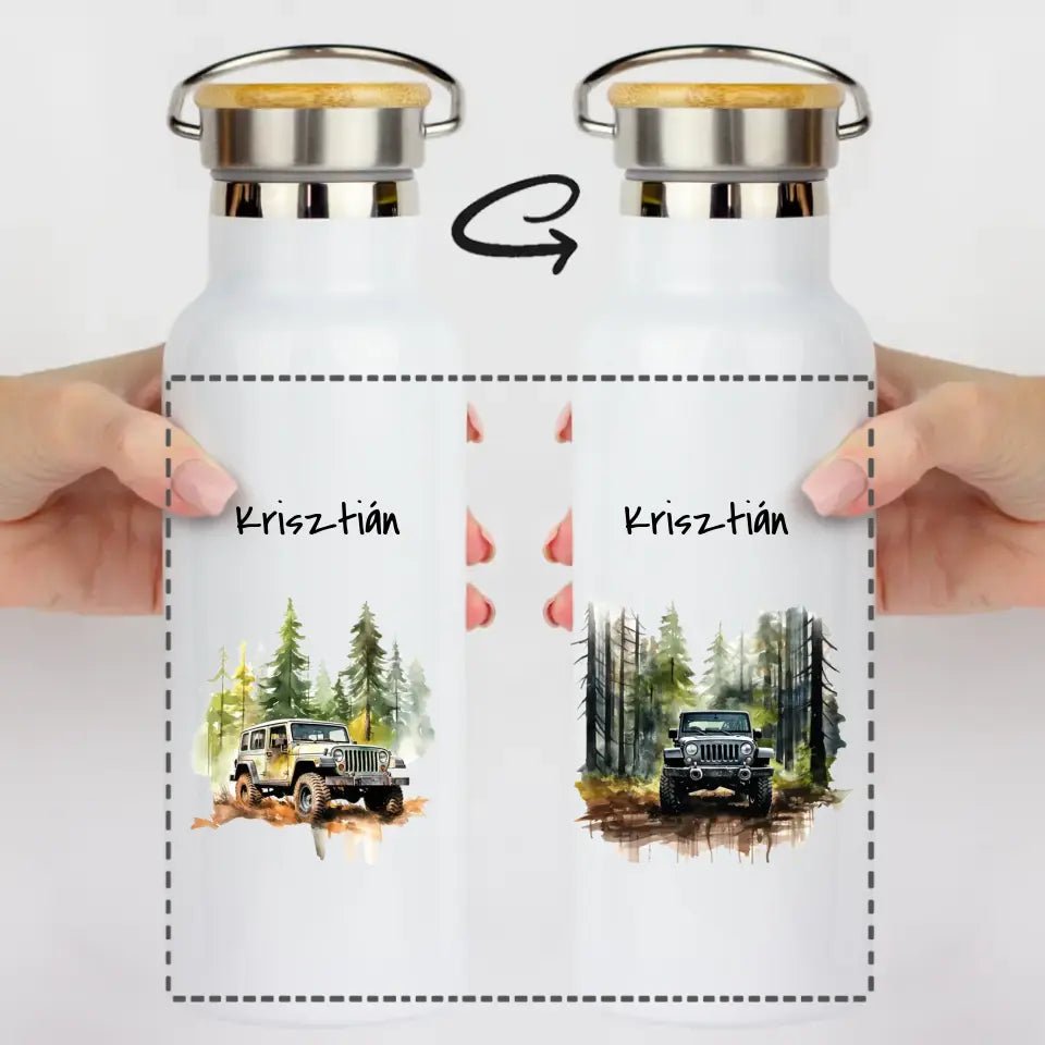 Bambusz fedeles autós kulacs névvel - Bogreguru