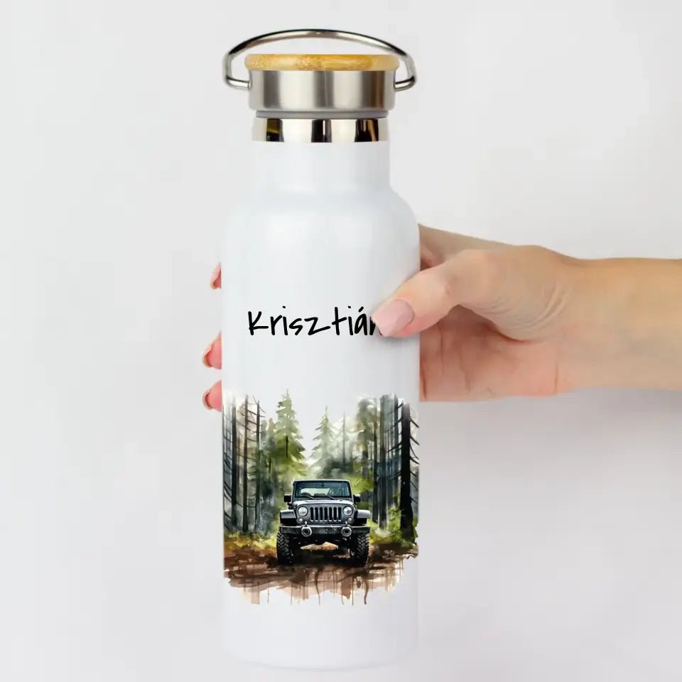 Bambusz fedeles autós kulacs névvel - Bogreguru