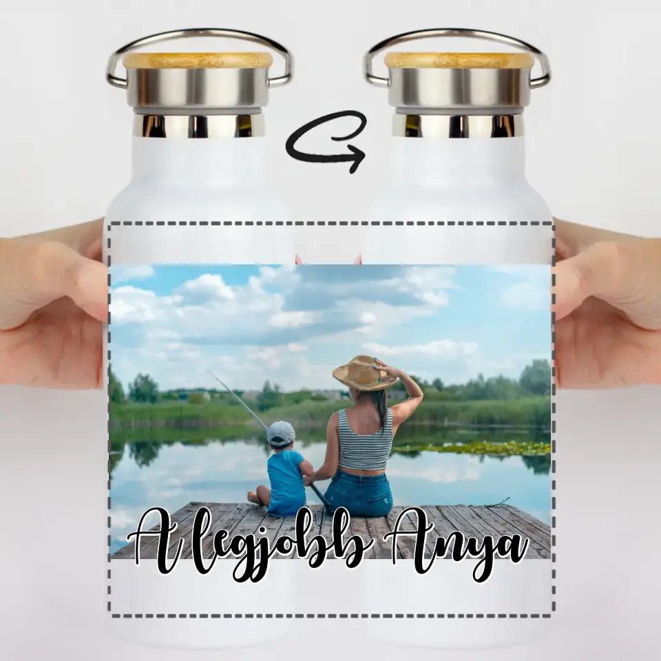 Bambusz fedeles egyedi fényképes kulacs panoráma képpel - Bogreguru