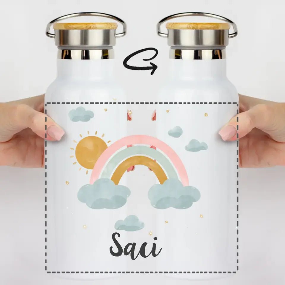 Bambusz fedeles egyedi kulacs lányoknak szivárvánnyal - Bogreguru