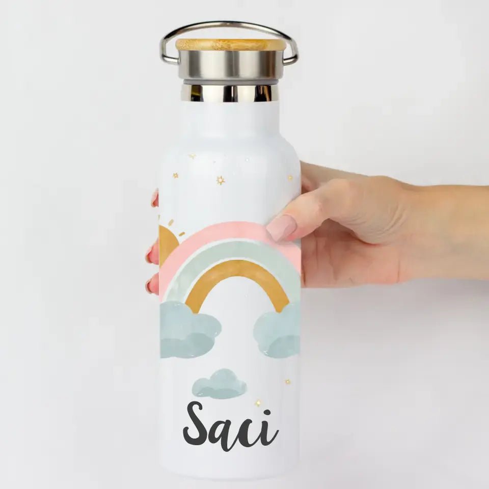 Bambusz fedeles egyedi kulacs lányoknak szivárvánnyal - Bogreguru
