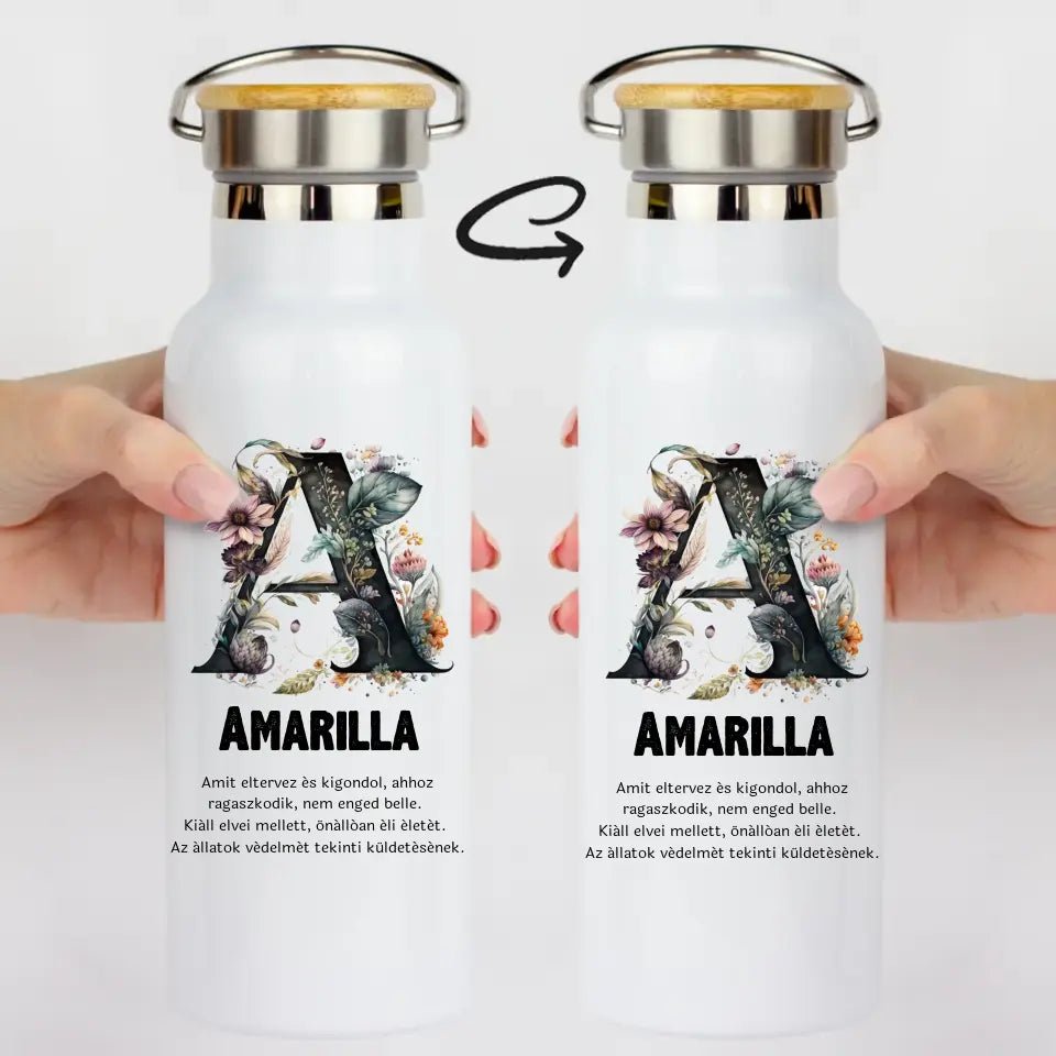 Bambusz fedeles egyedi kulacs névvel - Bogreguru