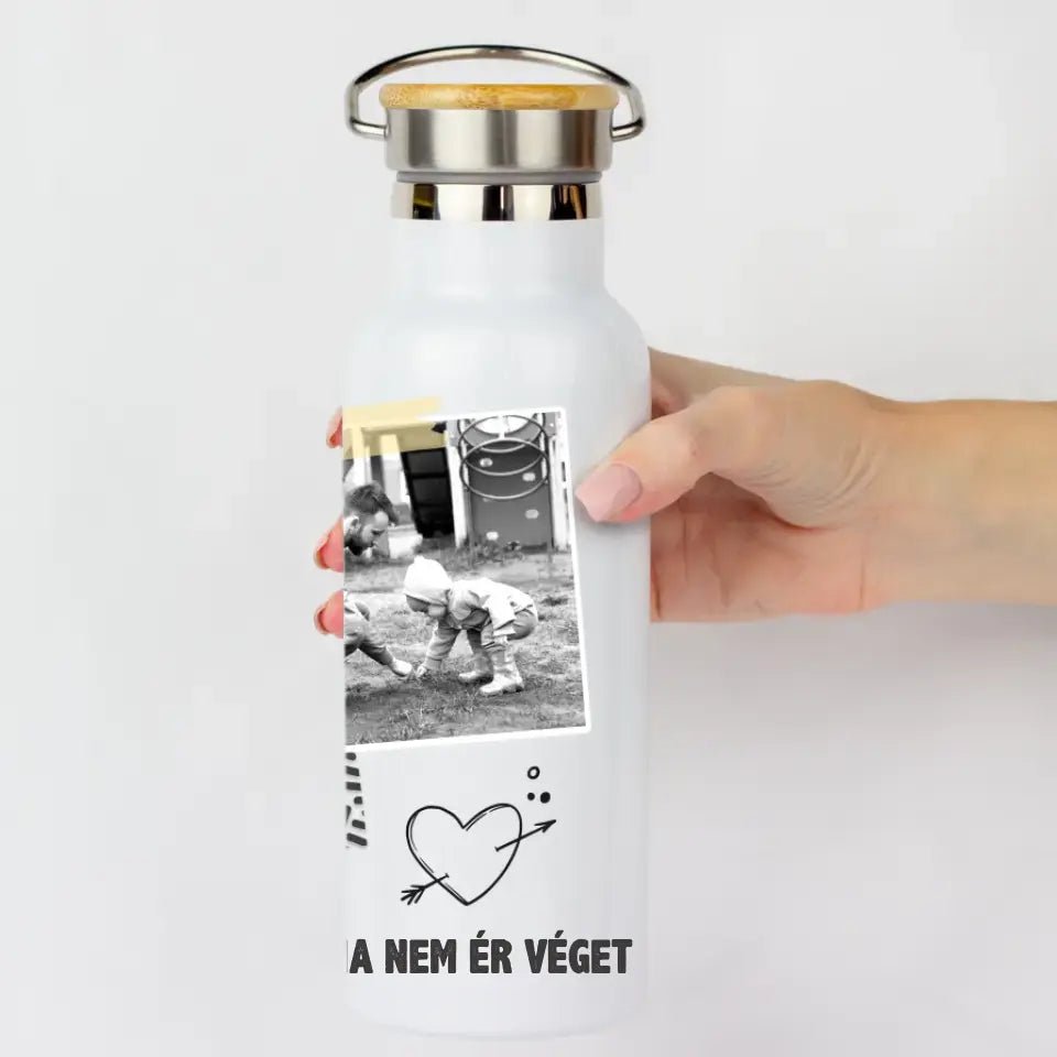 Bambusz fedeles gyedi kulacs felirattal és fényképpel - Bogreguru