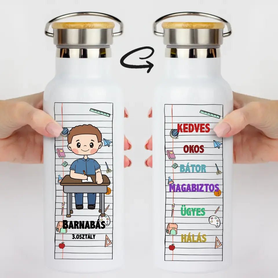 Bambusz fedeles kulacs fiúknak szerkeszthető mintával - Bogreguru