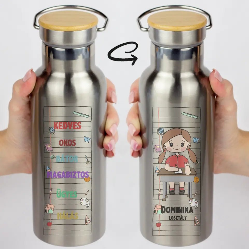 Bambusz fedeles kulacs lányoknak szerkeszthető mintával - Bogreguru