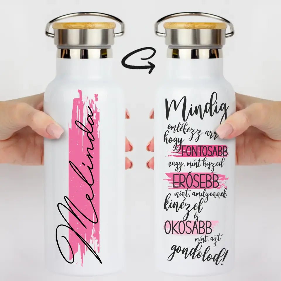 Bambusz fedeles motivációs kulacs egyedi névvel - Bogreguru