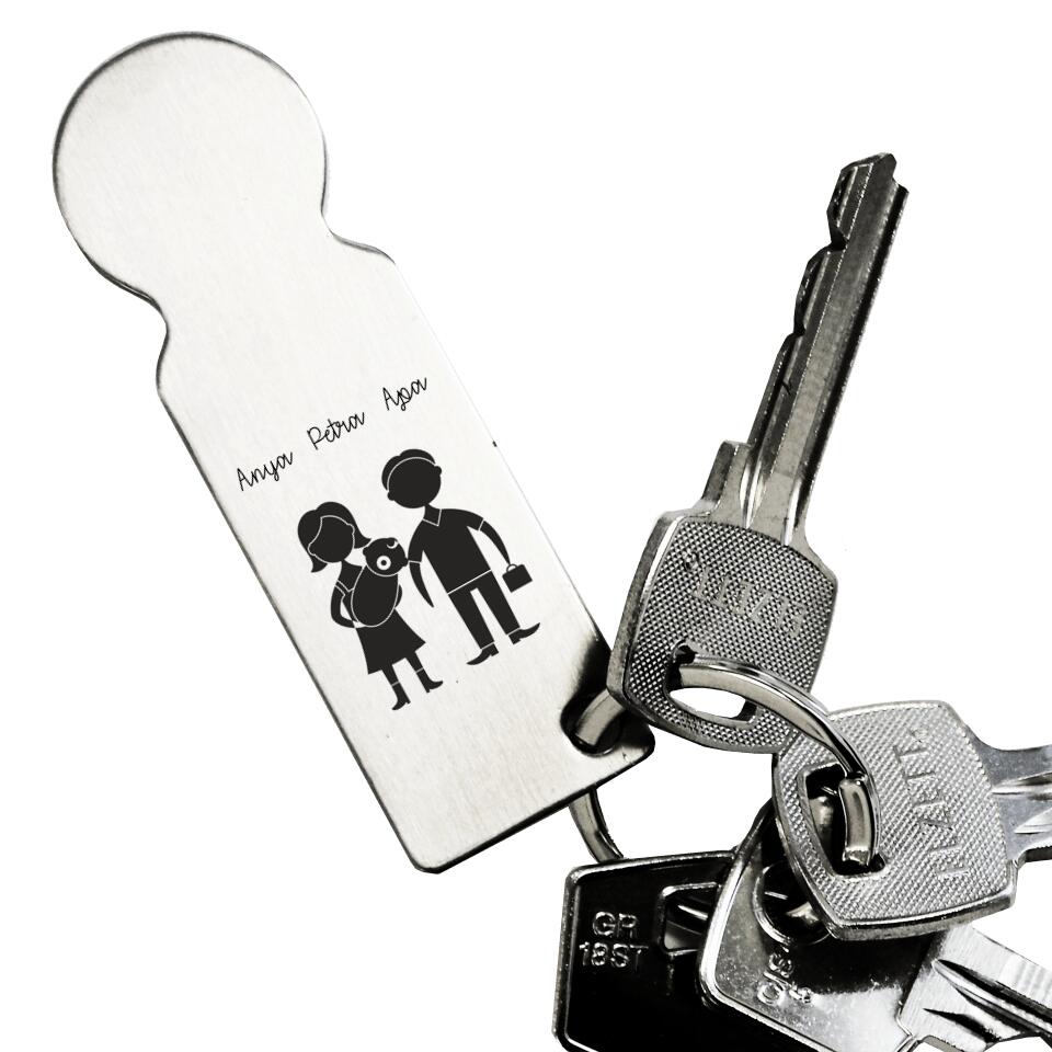 Családi bevásárló kocsi érme kulcstartó - Bogreguru