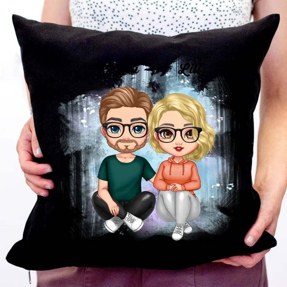 Cuki karakteres páros fekete párna - Bogreguru